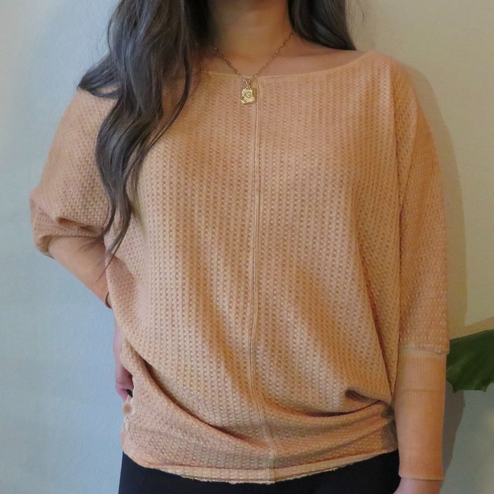 Vestique Oversized Thermal Tan Top Small